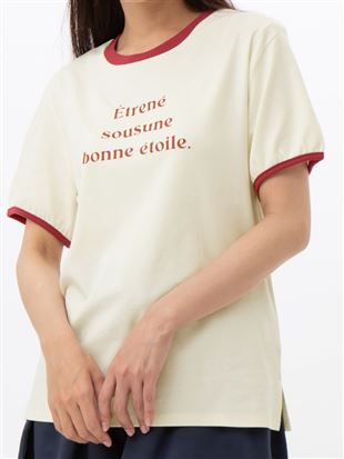 チュチュアンナの綿100%レトロ配色ロゴプリントTシャツ|221952