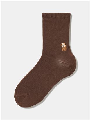 チュチュアンナの[ちょうどいい靴下]クッキーワンコ刺繍温調ソックス16cm丈|239344